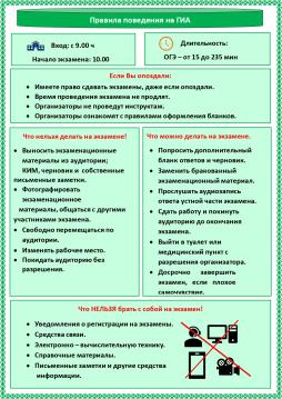 Правила поведения на ГИА